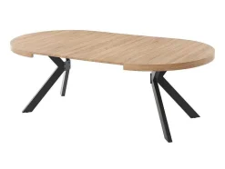 Vente-unique Eettafel-Uitschuifbare Eettafel 4 Tot 8 Plaatsen Van Mdf En Staal - Naturel En Zwart - Komoni