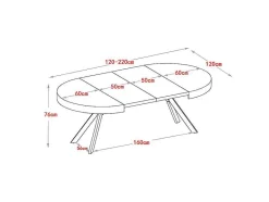Vente-unique Eettafel-Uitschuifbare Eettafel 4 Tot 8 Plaatsen Van Mdf En Staal - Naturel En Zwart - Komoni
