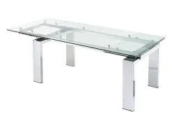 Vente-unique Eettafel-Uitschuifbare Eettafel Lubana - Gehard Glas En Metaal - 8 Tot 10 Personen