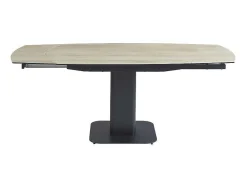 Maison Céphy Eettafel-Uitschuifbare Eettafel Voor 4 Tot 8 Personen In Keramiek, Gehard Glas, Metaal En Mdf - Lichte Houtlook En Zwart - Taloza