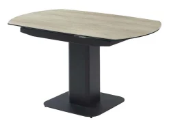 Maison Céphy Eettafel-Uitschuifbare Eettafel Voor 4 Tot 8 Personen In Keramiek, Gehard Glas, Metaal En Mdf - Lichte Houtlook En Zwart - Taloza