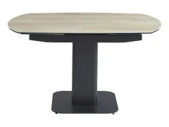 Maison Céphy Eettafel-Uitschuifbare Eettafel Voor 4 Tot 8 Personen In Keramiek, Gehard Glas, Metaal En Mdf - Lichte Houtlook En Zwart - Taloza