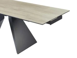 Maison Céphy Eettafel-Uitschuifbare Eettafel Voor 6-10 Personen In Keramiek, Gehard Glas En Metaal - Lichte Houtlook En Zwart - Suniva