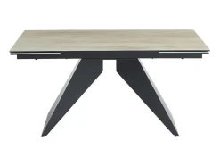 Maison Céphy Eettafel-Uitschuifbare Eettafel Voor 6-10 Personen In Keramiek, Gehard Glas En Metaal - Lichte Houtlook En Zwart - Suniva