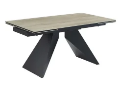 Maison Céphy Eettafel-Uitschuifbare Eettafel Voor 6-10 Personen In Keramiek, Gehard Glas En Metaal - Lichte Houtlook En Zwart - Suniva