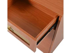ModernLuxe Kaptafels-Uitschuifbare Kaptafel - 8 Laden En 1 Spiegel Met Led - Retrostijl - Bruin (Kruk Niet Inbegrepen)