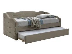 Vente-unique Bed Met Slaaplade-Uitschuifbare Slaapbank 2 X 90 X 190 Cm - Velours - Beige - Lenvia
