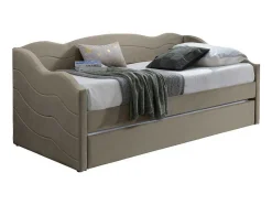 Vente-unique Bed Met Slaaplade-Uitschuifbare Slaapbank 2 X 90 X 190 Cm - Velours - Beige - Lenvia