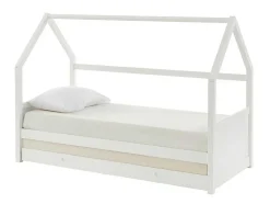 Vente-unique Bed Met Slaaplade-Uitschuifbed 2 X 90 X 190 Cm - Grenen - Wit + Matras - Hurra