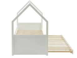 Vente-unique Bed Met Slaaplade-Uitschuifbed 2 X 90 X 190 Cm - Grenen - Wit + Matras - Hurra