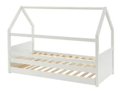Vente-unique Bed Met Slaaplade-Uitschuifbed 2 X 90 X 190 Cm - Grenen - Wit + Matras - Hurra