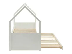 Vente-unique Bed Met Slaaplade-Uitschuifbed 2 X 90 X 190 Cm - Grenen - Wit - Hurra