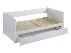Vente-unique Bed Met Slaaplade-Uitschuifbed Met Opbergruimte - 90 X 190 Of 174 X 190 Cm - Wit - Alfiero