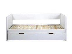 Vente-unique Bed Met Slaaplade-Uitschuifbed Met Opbergruimte - 90 X 190 Of 174 X 190 Cm - Wit - Alfiero