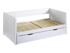 Vente-unique Bed Met Slaaplade-Uitschuifbed Met Opbergruimte - 90 X 190 Of 174 X 190 Cm - Wit - Alfiero