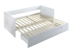 Vente-unique Bed Met Slaaplade-Uitschuifbed Met Opbergruimte - 90 X 190 Of 174 X 190 Cm - Wit - Alfiero