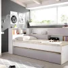 Vente-unique Bed Met Slaaplade-Uitschuifbed Met Slaaplade - 90 X 200 En 90 X 190 Cm - Wit En Grijs - Losiana