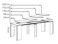 Vente-unique Eettafel-Uittrekbare Sidetabletafel Onega - 10 Personen - 4 Verlengstukken - Kleur: Wit