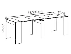 Vente-unique Sidetable-Uittrekbare Sidetabletafel Onega - 10 Personen - 4 Verlengstukken - Kleur: Eiken