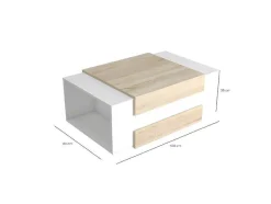 EPIKASA Salontafel-Ulrica Koffietafel, Wit, Sonoma, 100X60X35 Cm,