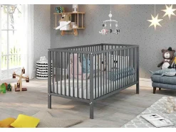 Vente-unique Babymeubel-Universal Kinderbed Grijs Mat.