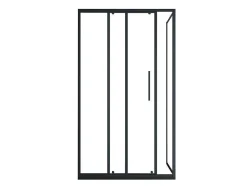 Shower & Design Douchewand-Vast Douchescherm Met Schuifdeur Met Industriele Stijl - Mat Zwart - 120 X 80 X 195 Cm - Toroni