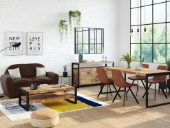 OZAIA Spiegel-Vensterspiegel Industriele Stijl Dudley - Ijzer - 4 Delen - H120 X B90 Cm