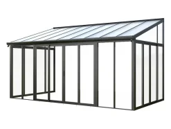 EXPERTLAND Prieel, Pergola, Gazebo En Kiosk-Veranda Van Aluminium En Polycarbonaat Met Uv-Bescherming - 15,8 M - Antraciet - Mathilda