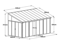 EXPERTLAND Prieel, Pergola, Gazebo En Kiosk-Veranda Van Aluminium En Polycarbonaat Met Uv-Bescherming - 15,8 M - Antraciet - Mathilda