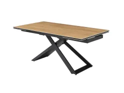 PASCAL MORABITO Eettafel-Verlengbare Eettafel 6 Tot 10 Plaatsen Van Keramiek, Gehard Glas En Metaal - Licht Naturel En Zwart - Xerena Van