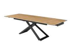 PASCAL MORABITO Eettafel-Verlengbare Eettafel 6 Tot 10 Plaatsen Van Keramiek, Gehard Glas En Metaal - Licht Naturel En Zwart - Xerena Van