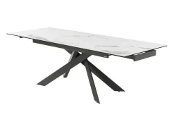 PASCAL MORABITO Eettafel-Verlengbare Eettafel 6 Tot 10 Plaatsen Van Keramiek En Metaal - Wit Marmereffect En Antraciet - Corema Van