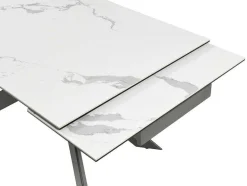 PASCAL MORABITO Eettafel-Verlengbare Eettafel 6 Tot 10 Plaatsen Van Keramiek En Metaal - Wit Marmereffect En Antraciet - Corema Van