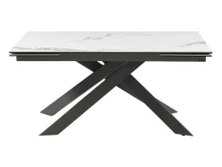 PASCAL MORABITO Eettafel-Verlengbare Eettafel 6 Tot 10 Plaatsen Van Keramiek En Metaal - Wit Marmereffect En Antraciet - Corema Van