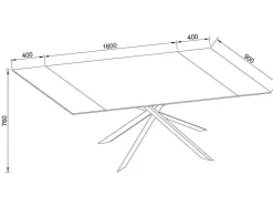 PASCAL MORABITO Eettafel-Verlengbare Eettafel 6 Tot 10 Plaatsen Van Keramiek En Metaal - Wit Marmereffect En Antraciet - Corema Van