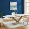 PASCAL MORABITO Eettafel-Verlengbare Eettafel 6 Tot 10 Plaatsen Van Keramiek En Metaal - Wit En Beige Marmereffect - Malata - Van
