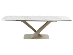 PASCAL MORABITO Eettafel-Verlengbare Eettafel 6 Tot 10 Plaatsen Van Keramiek En Metaal - Wit En Beige Marmereffect - Malata - Van