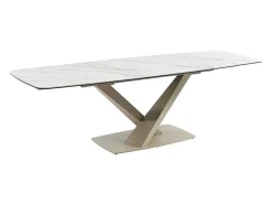 PASCAL MORABITO Eettafel-Verlengbare Eettafel 6 Tot 10 Plaatsen Van Keramiek En Metaal - Wit En Beige Marmereffect - Malata - Van