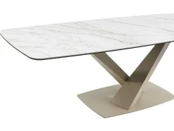 PASCAL MORABITO Eettafel-Verlengbare Eettafel 6 Tot 10 Plaatsen Van Keramiek En Metaal - Wit En Beige Marmereffect - Malata - Van