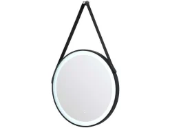 OZAIA Accessoires & Spiegels-Verlichte Badkamerspiegel Met Antibewaseming En Zwart Kader Met Een Haak - 60 X 60 Cm Borja