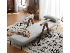 ModernLuxe Uitklapbare Fauteuil-Verstelbare Converteerbare Gewatteerde Fauteuil Van Katoenen Stof - Grijs