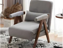 ModernLuxe Uitklapbare Fauteuil-Verstelbare Converteerbare Gewatteerde Fauteuil Van Katoenen Stof - Grijs