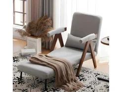 ModernLuxe Uitklapbare Fauteuil-Verstelbare Converteerbare Gewatteerde Fauteuil Van Katoenen Stof - Grijs