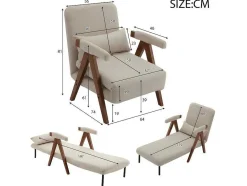 ModernLuxe Uitklapbare Fauteuil-Verstelbare Converteerbare Gewatteerde Fauteuil Van Katoenen Stof - Beige