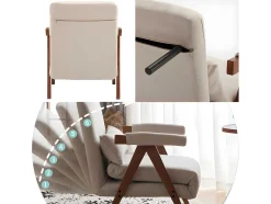 ModernLuxe Uitklapbare Fauteuil-Verstelbare Converteerbare Gewatteerde Fauteuil Van Katoenen Stof - Beige