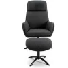 Vente-unique Relaxfauteuil-Verstelbare Fauteuil Van Linnen Met Voetensteun Arbori - Donkergrijs