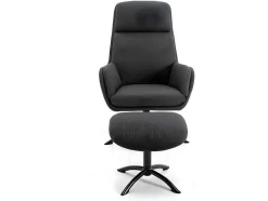 Vente-unique Relaxfauteuil-Verstelbare Fauteuil Van Linnen Met Voetensteun Arbori - Donkergrijs