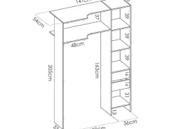 Vente-unique Kledingkast-Verstelbare Kledingkast Dorian - L164/234 Cm - Eiken En Antraciet