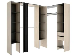 Vente-unique Kledingkast-Verstelbare Kledingkast Dorian - L164/234 Cm - Eiken En Antraciet