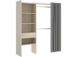Vente-unique Kledingkast-Verstelbare Kledingkast Gontran - L164 / 214 Cm - Eiken En Grijs